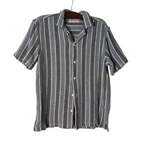 ZARA Shirt Men Multi Striped Button Down Short Sleeve Relaxed Size M